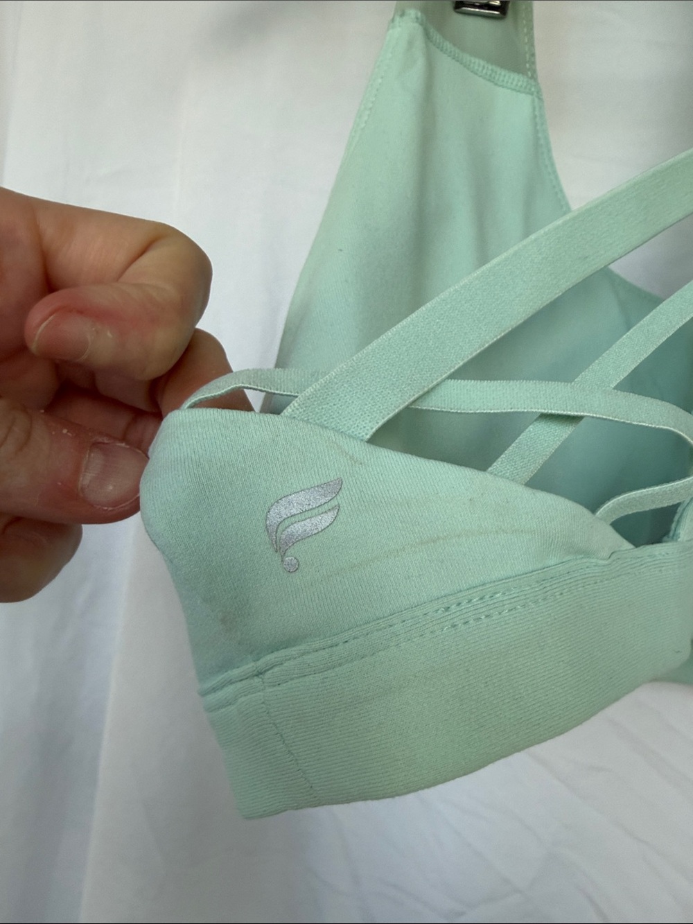 Fabletics Light Mint Racerback Sports Bra - Picture 4 of 5